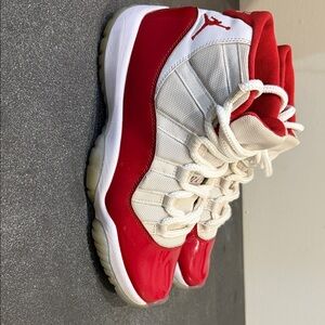 Jordan Red and White High-Top Sneakers